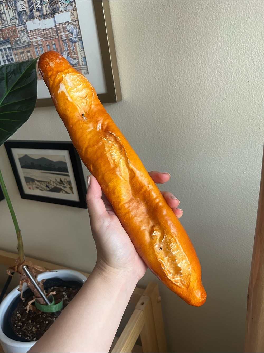 Large French baguette candle